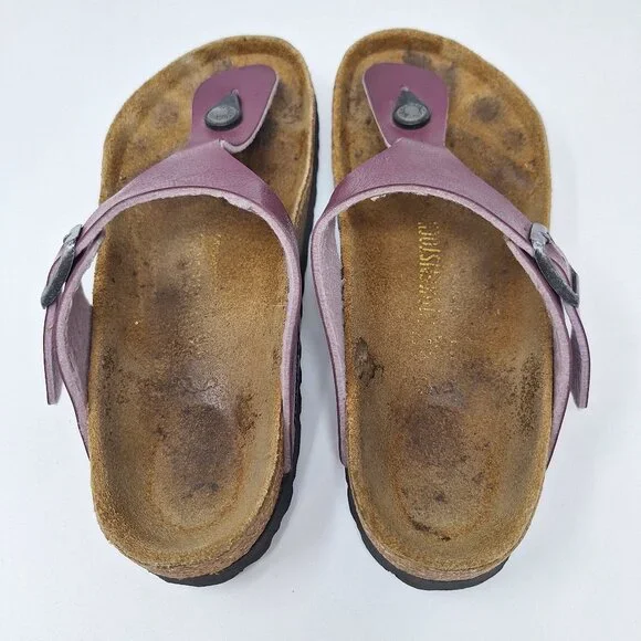 Birkenstock Gize Birko-Flor Shiny Purple Sandals Thong Women's Size 37 - Picture 5 of 11